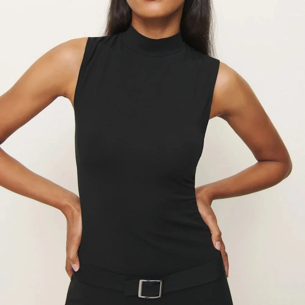 Reformation Jemma Belted Mini Black Dress - Picture 2 of 6